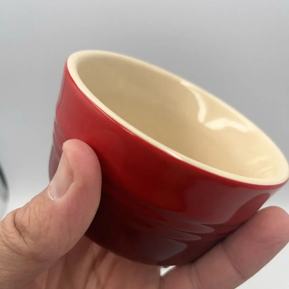 LE CREUSET Red Ramekin Stoneware Custard Cup French Kitchenware